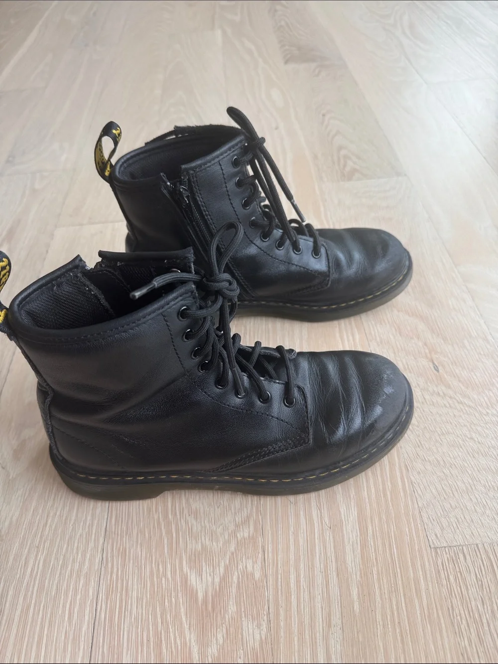 Dr Martens size 4 Black Leather Lace-Up Combat Boots